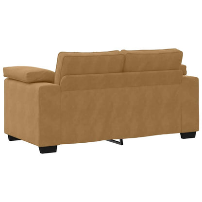 2-teiliges Sofa-Set mit Kissen, brauner Samt