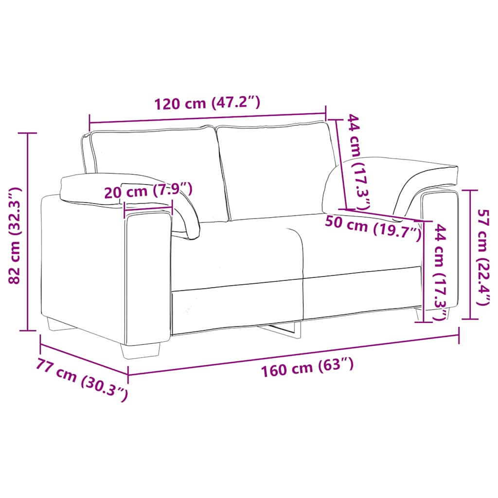 2-teiliges Sofa-Set mit Kissen, brauner Samt