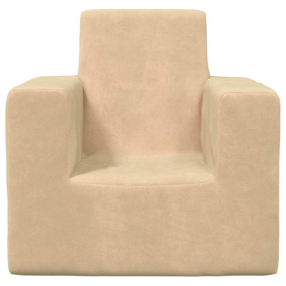 Kindersofa Creme Weich Plüsch