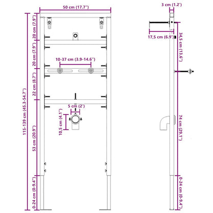 Badezimmer Wandstütze Blau 50 x 17.5 x 136 cm Stahl