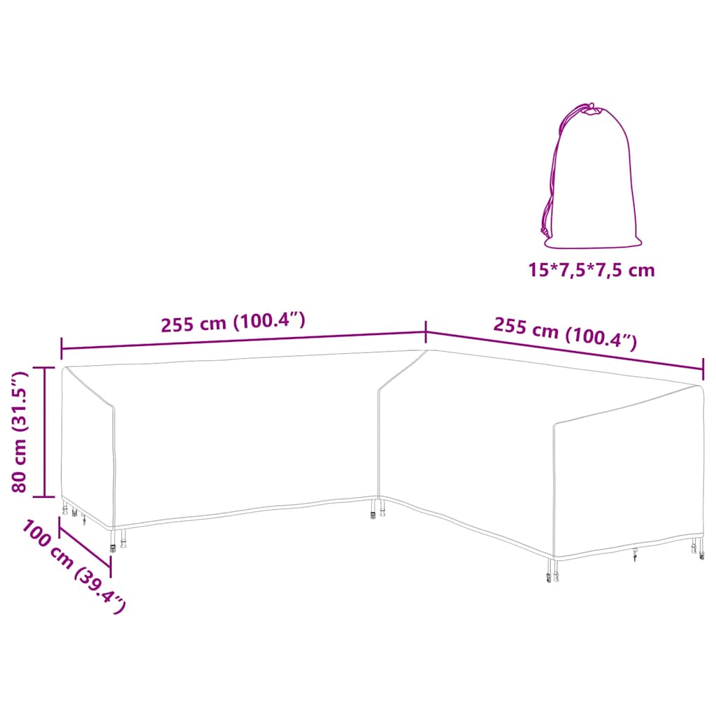 Gartenmöbelabdeckung 255 x 255 x 80 cm 420D Oxford Stoff