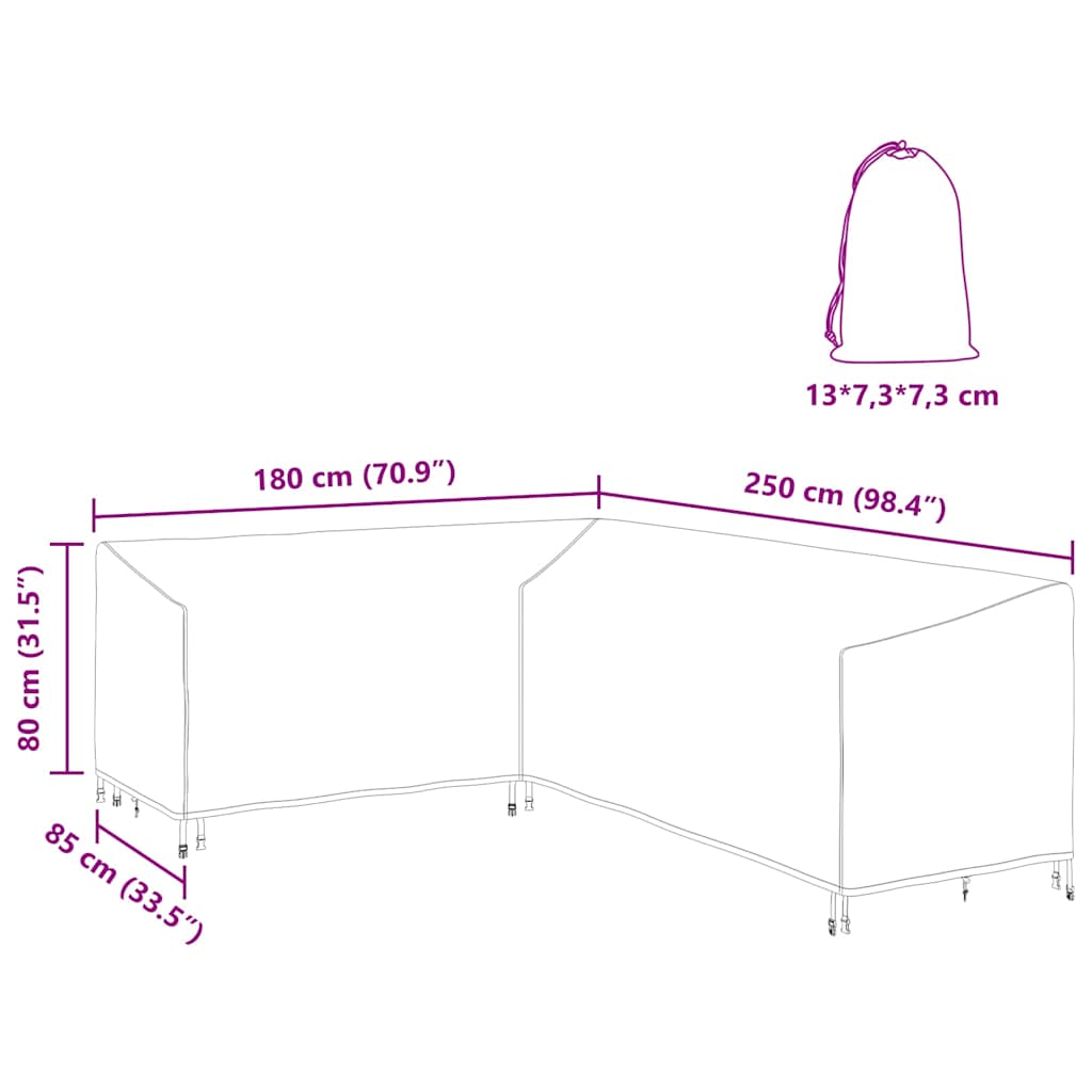 Gartenmöbelabdeckung 250 x 180 x 80 cm 210D Oxford Stoff