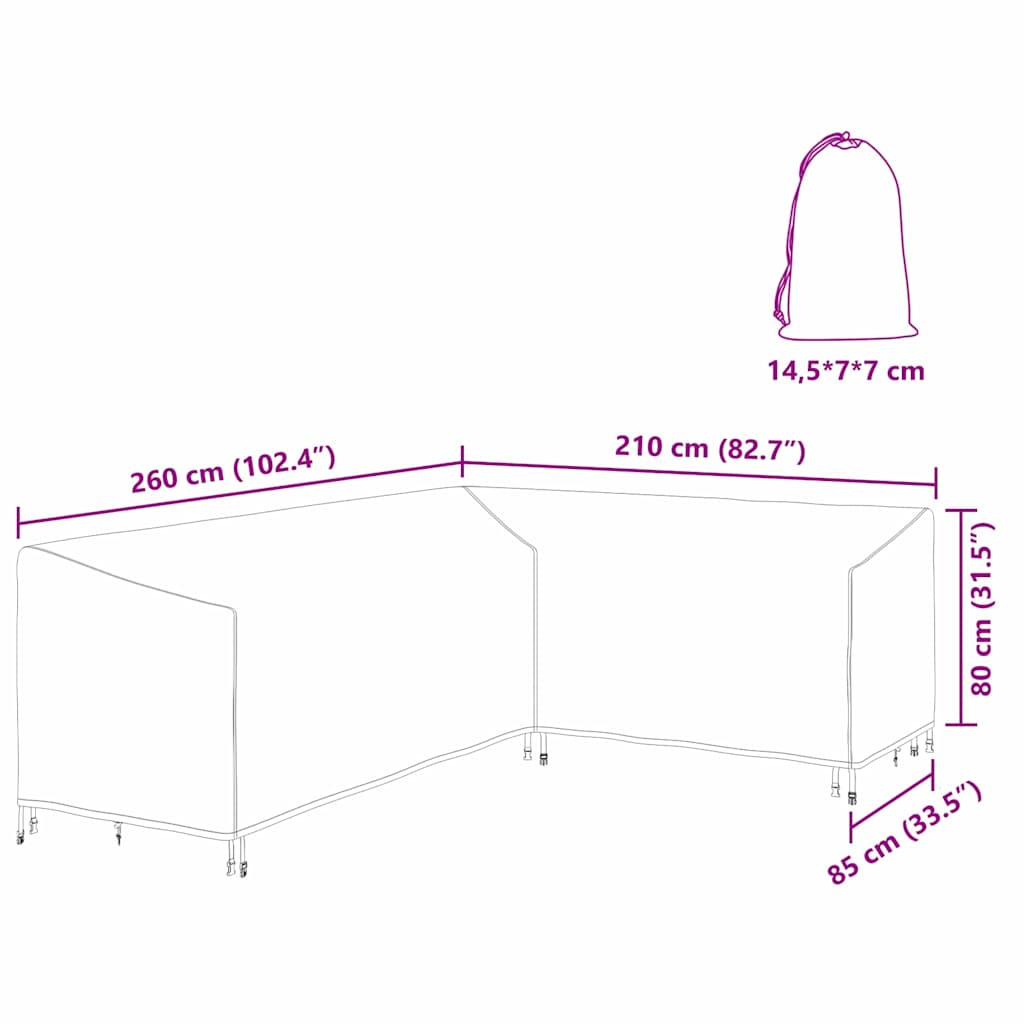 Gartenmöbelabdeckung 260 x 210 x 80 cm 420D Oxford Stoff