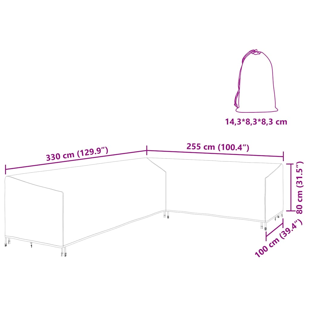 Gartenmöbelabdeckung 330 x 255 x 80 cm 420D Oxford Stoff