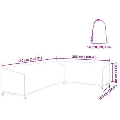 Gartenmöbelabdeckung 330 x 255 x 80 cm 420D Oxford Stoff