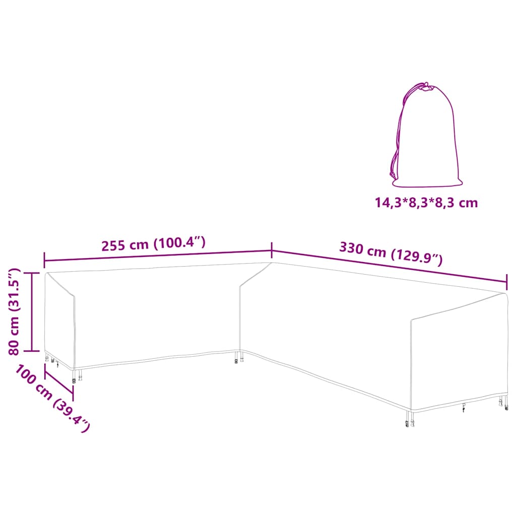 Gartenmöbelabdeckung 330 x 255 x 80 cm 420D Oxford Stoff