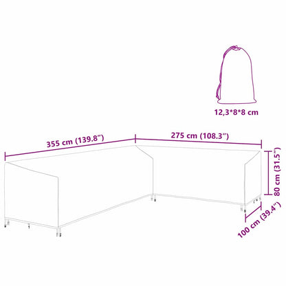 Gartenmöbelabdeckung 355 x 275 x 80 cm 600D Oxford Stoff