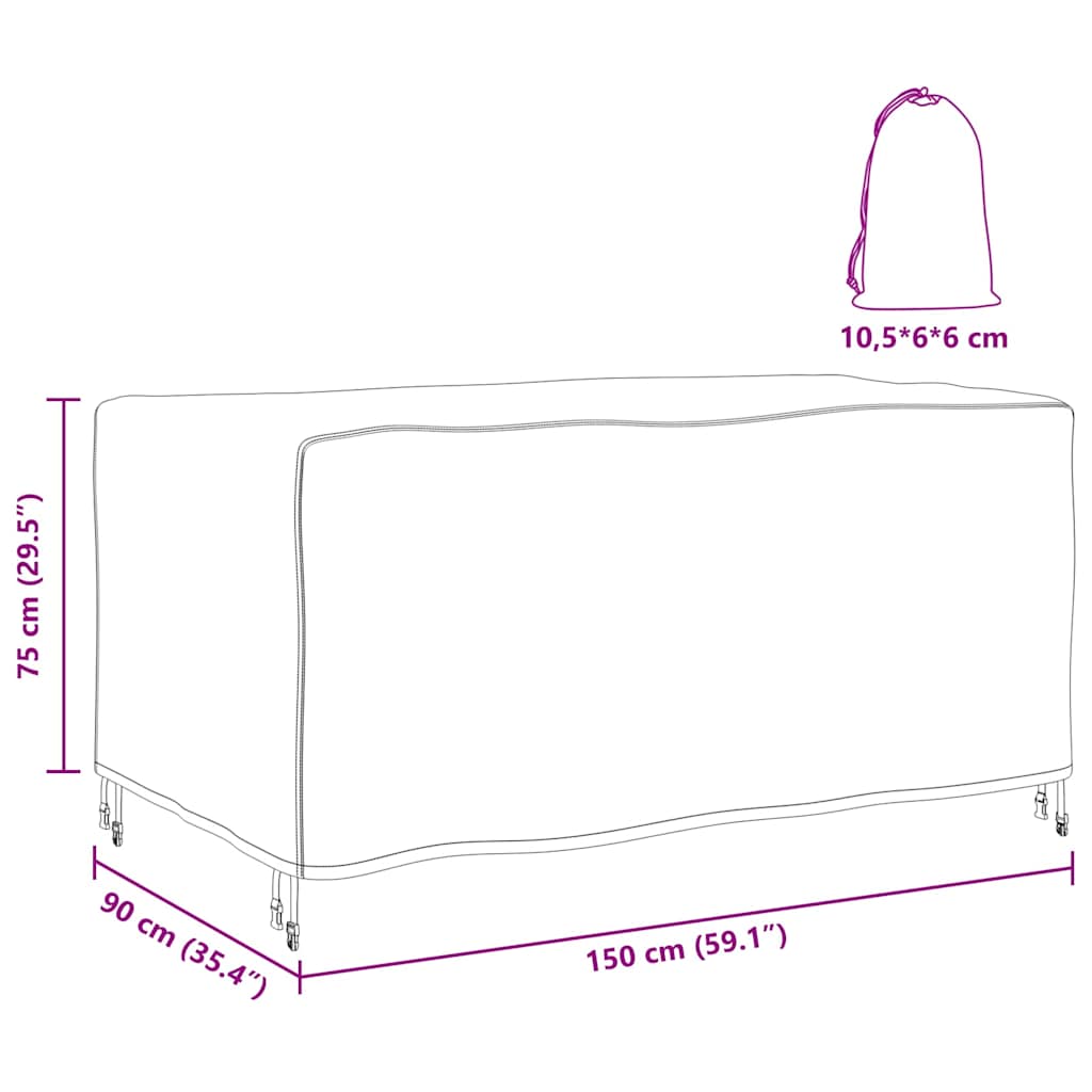 Gartenmöbelabdeckung Schwarz 150 x 90 x 75 cm 420D