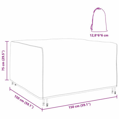 Gartenmöbelabdeckung Schwarz 150 x 150 x 75 cm 600D