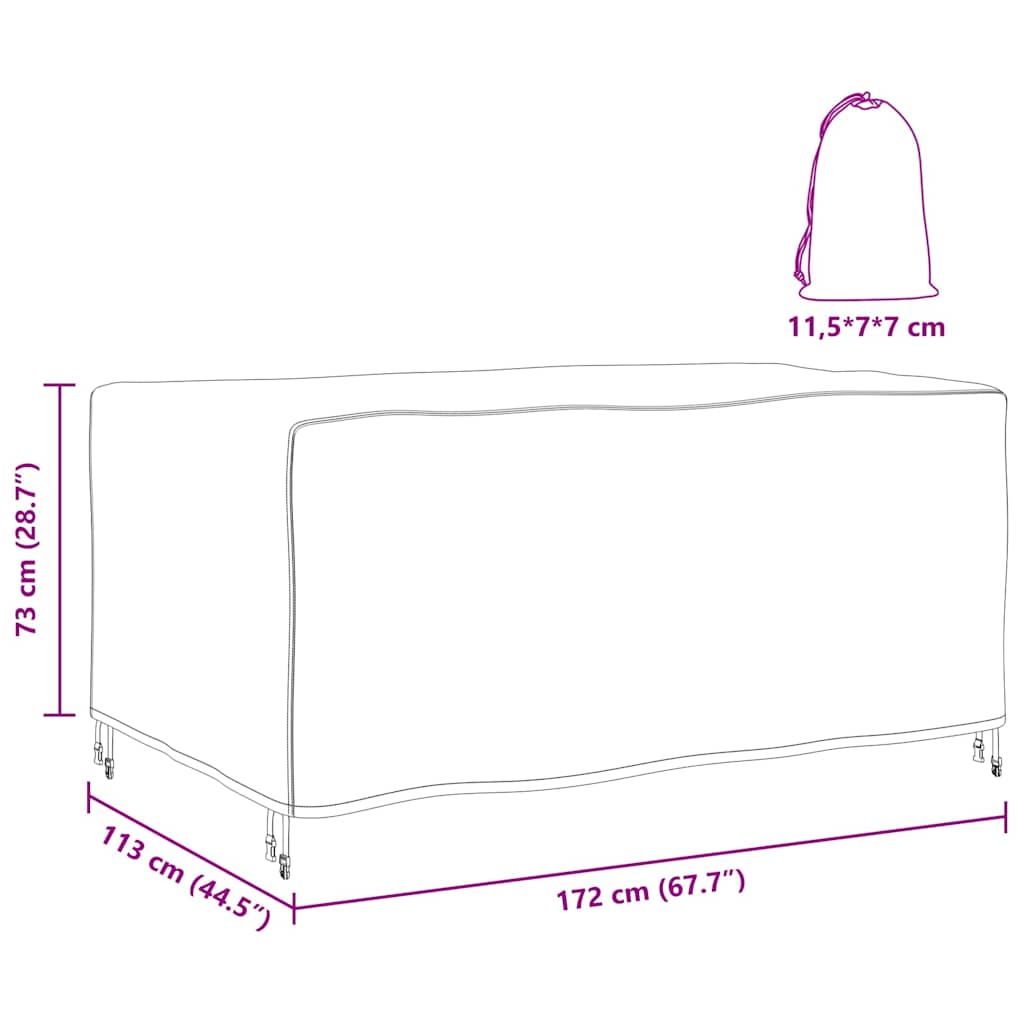 Gartenmöbelabdeckung Schwarz 172 x 113 x 73 cm 210D
