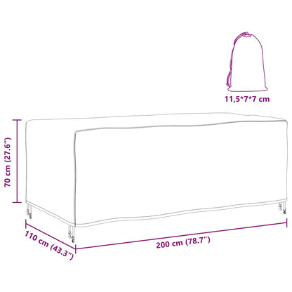 Gartenmöbelabdeckung Schwarz 200 x 110 x 70 cm 600D