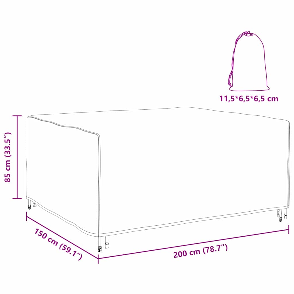 Gartenmöbelabdeckung Schwarz 200 x 150 x 85 cm 210D