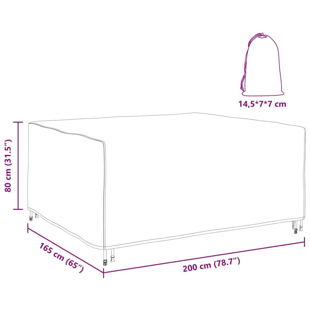 Gartenmöbelabdeckung Schwarz 200 x 165 x 80 cm 420D
