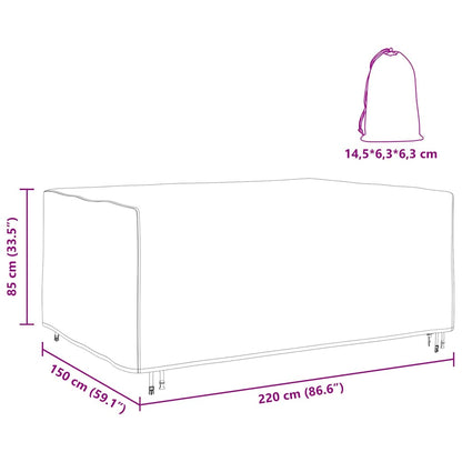 Gartenmöbelabdeckung Schwarz 220 x 150 x 85 cm 210D