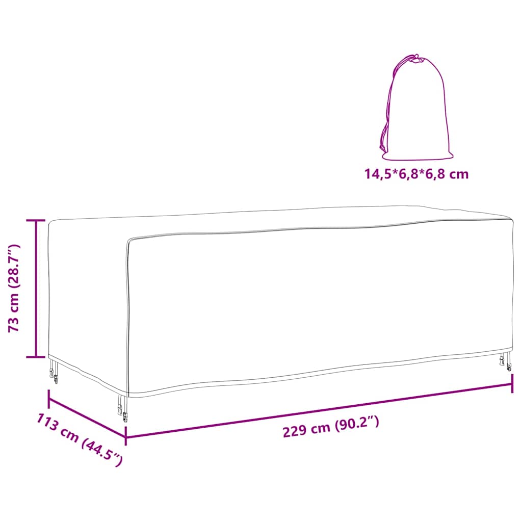 Gartenmöbelabdeckung Schwarz 229 x 113 x 73 cm 420D