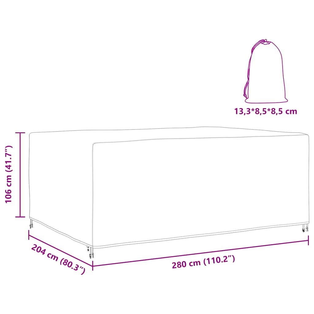 Gartenmöbelabdeckung Schwarz 280 x 204 x 106 cm 210D