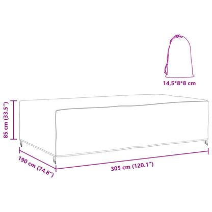 Gartenmöbelabdeckung Schwarz 305 x 190 x 85 cm 210D