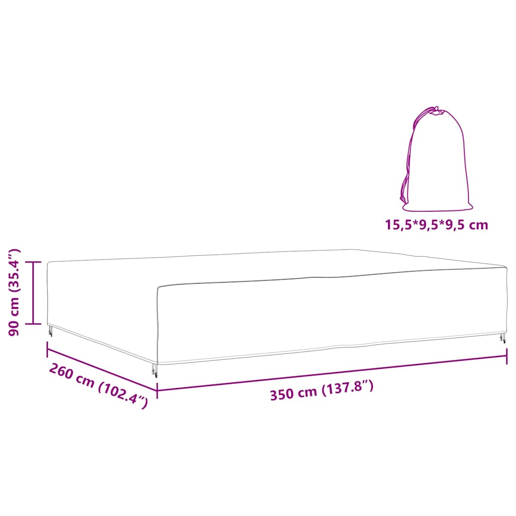 Gartenmöbelabdeckung Schwarz 350 x 260 x 90 cm 420D