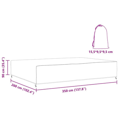 Gartenmöbelabdeckung Schwarz 350 x 260 x 90 cm 420D