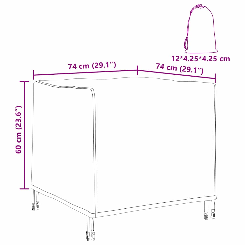Gartenmöbelabdeckung Schwarz 74 x 74 x 60 cm 420D Oxford Stoff