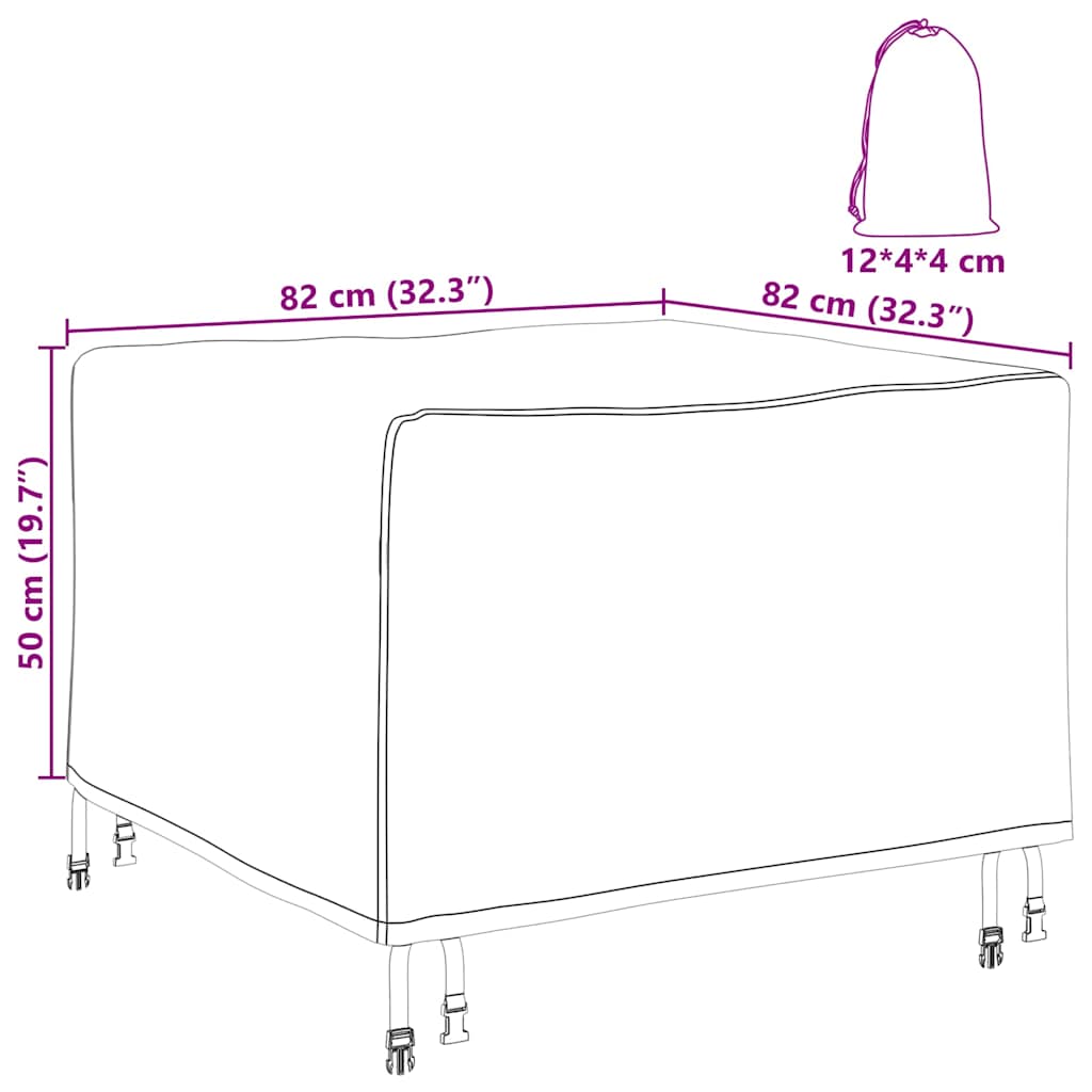 Schutzhülle für Gartenmöbel Schwarz 82 x 82 x 50 cm 210D Stoff
