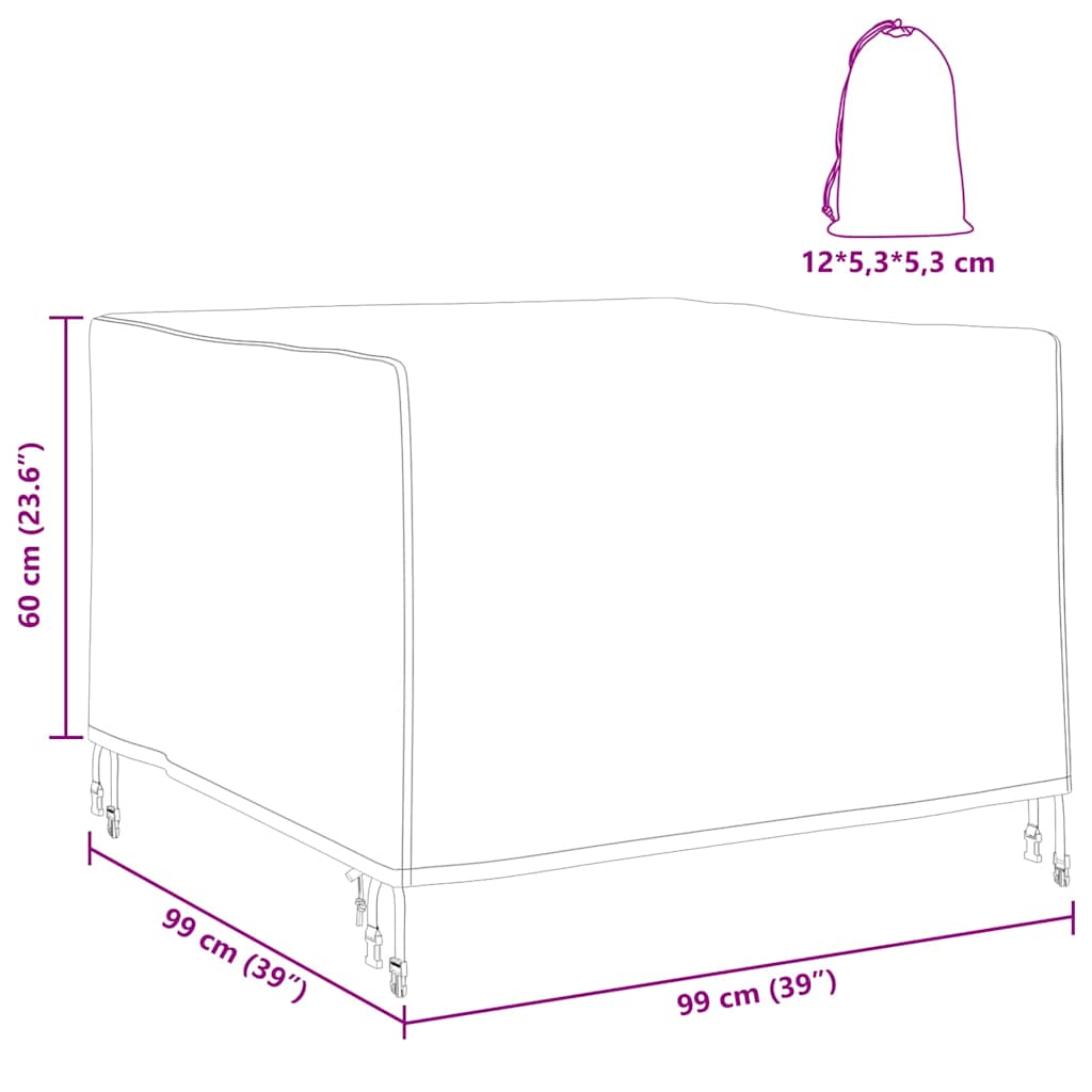 Gartenmöbelabdeckung Schwarz 99 x 99 x 60 cm 420D Oxford Stoff