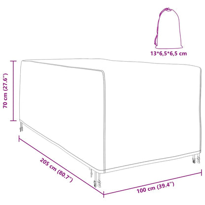 Gartenmöbelabdeckung 205 x 100 x 70 cm 420D Oxford Stoff