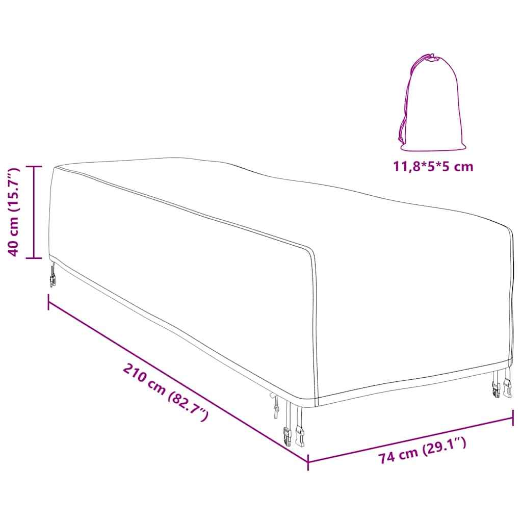 Gartenmöbelabdeckung 210 x 74 x 40 cm 210D Oxford Stoff
