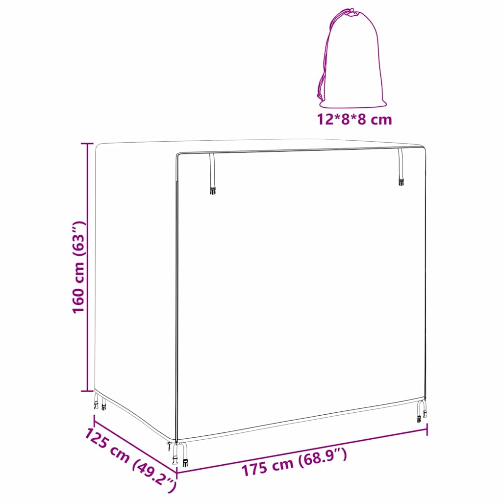 Schutzhülle für Gartenmöbel 175 x 125 x 160 cm 600D-Gewebe