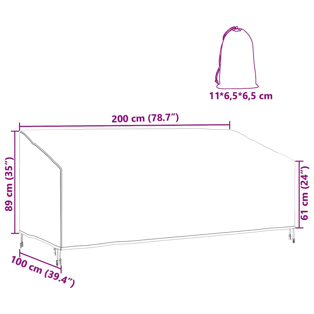 Schutzhülle für Gartenmöbel 200 x 100 x 89 cm 420D Oxford Stoff