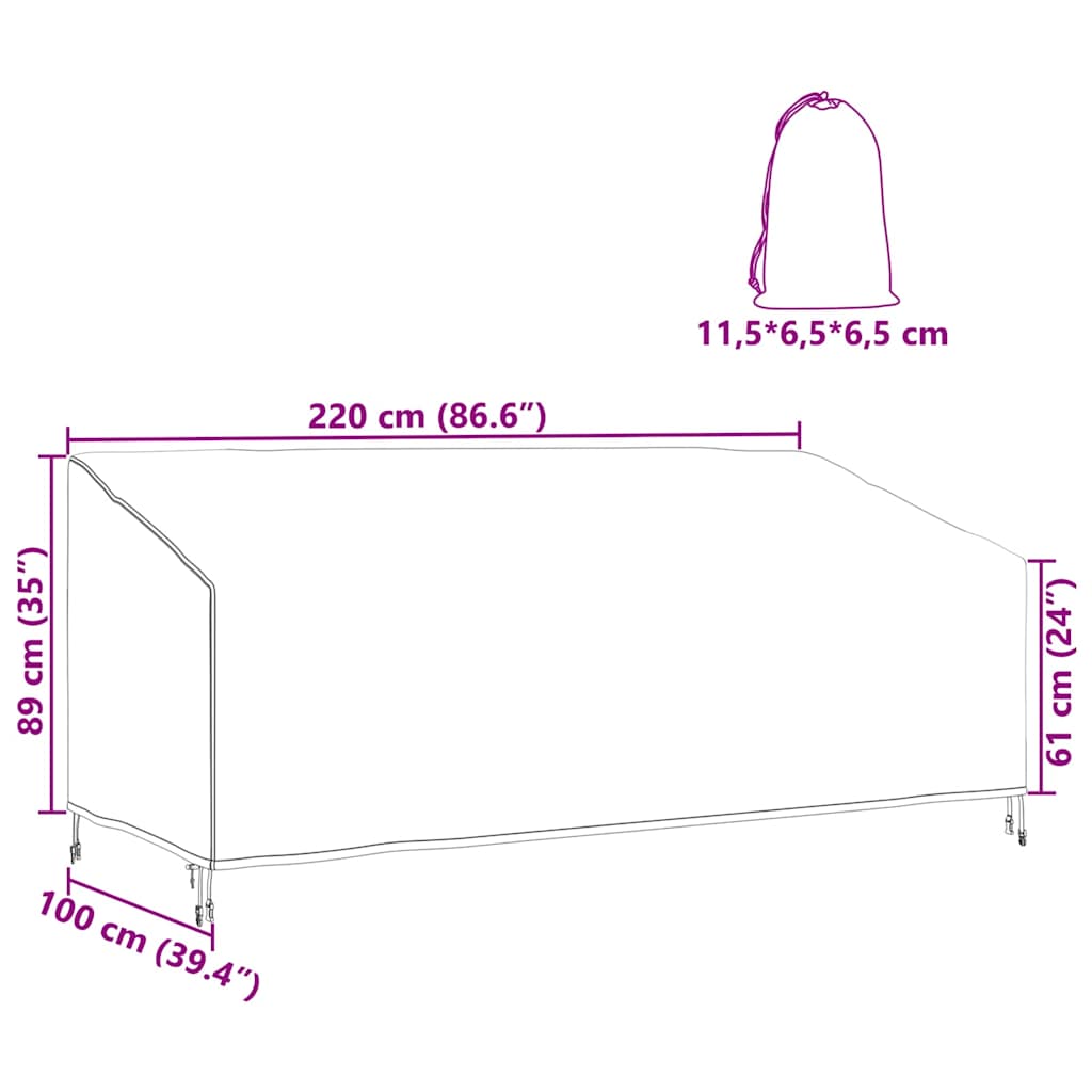 Schutzhülle für Gartenmöbel 220 x 100 x 89 cm 600D Oxford Stoff