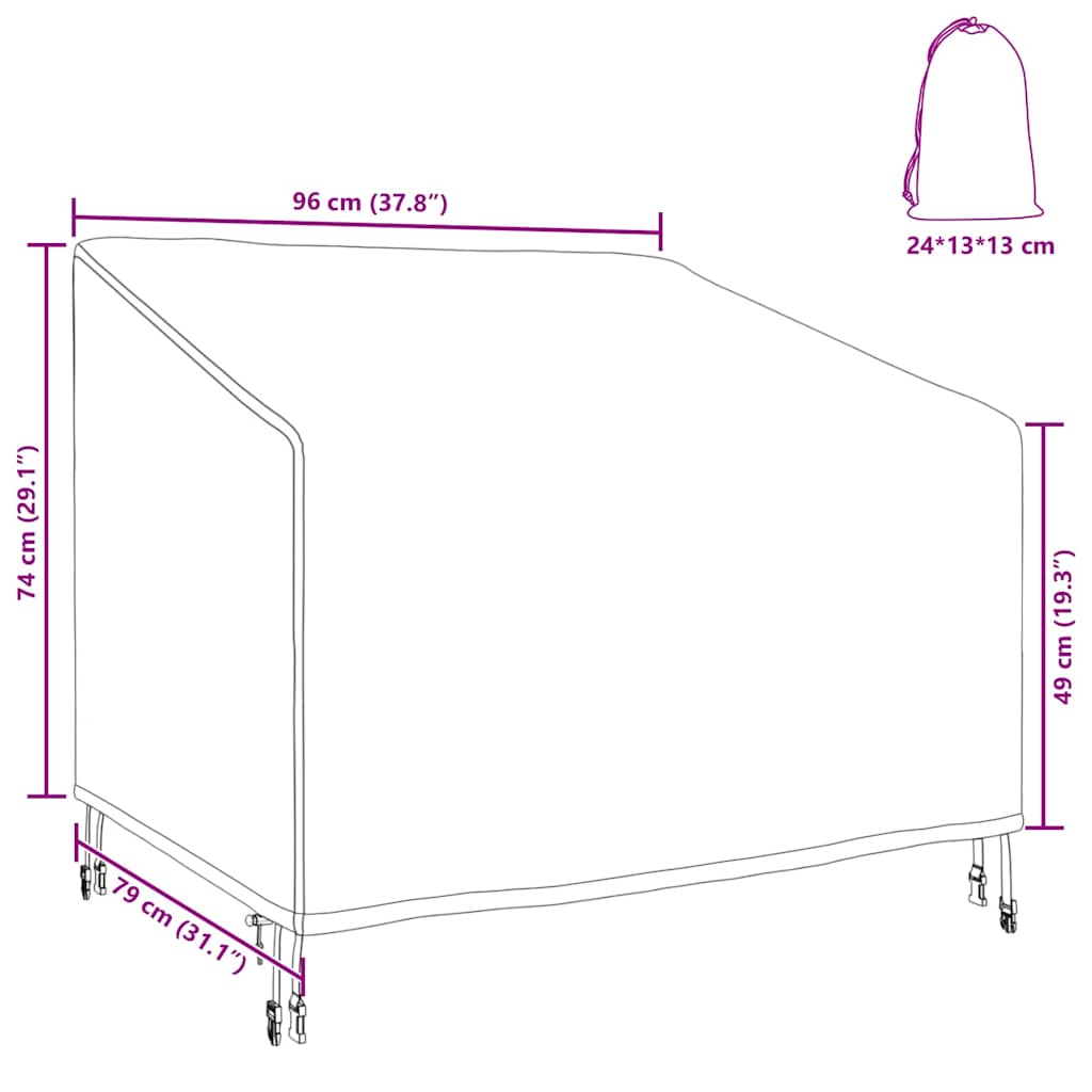 Schutzhülle für Gartenmöbel 96 x 79 x 74 cm 210D Oxford Stoff