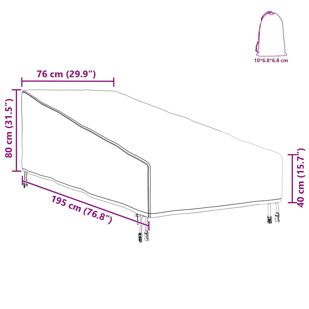 Schutzhülle für Gartenmöbel 195 x 76 x 82 cm 210D Oxford Stoff