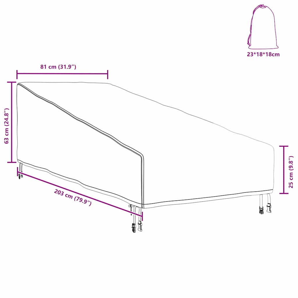 Schutzhülle für Gartenmöbel 203 x 81 x 63 cm 210D Oxford Stoff