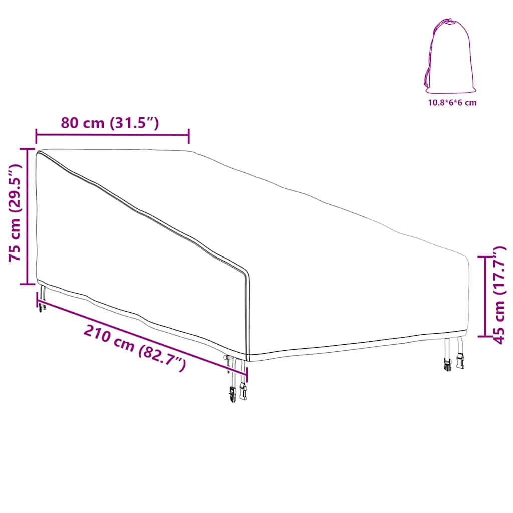 Schutzhülle für Gartenmöbel 210 x 80 x 75 cm 210D Oxford Stoff