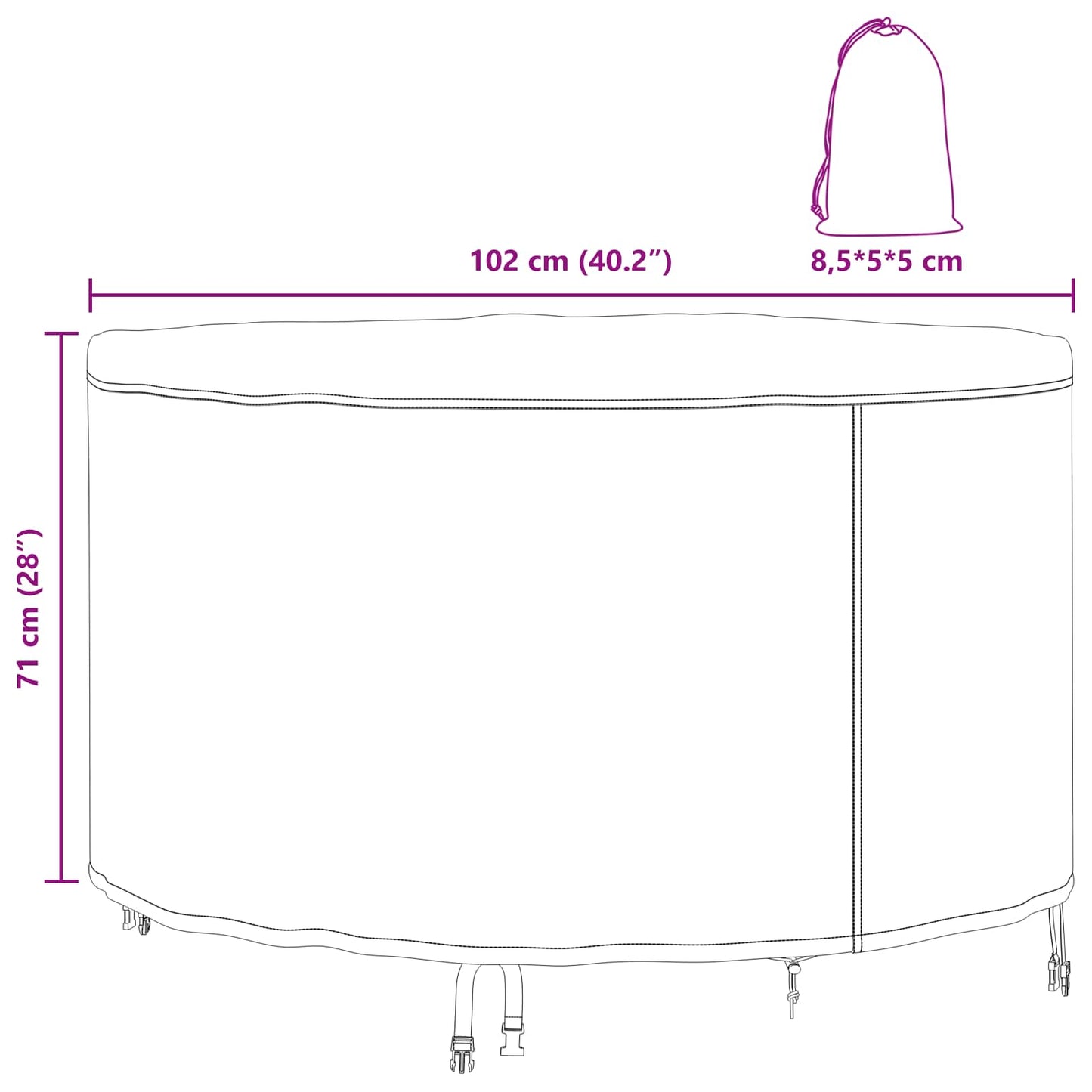 Gartenmöbelabdeckung Schwarz 102 x 102 x 71 cm 420D-Gewebe