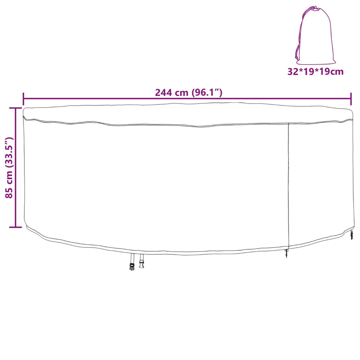 Gartenmöbelabdeckung 244 x 244 x 85 cm 420D Oxford-Gewebe