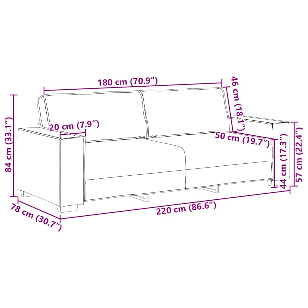 3-Sitzer-Sofa Weinrot 180 cm Stoff