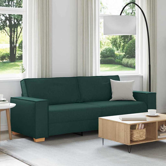 3-Sitzer Sofa mit Kissen Dunkelgrün 220 x 78 x 84 cm Stoff