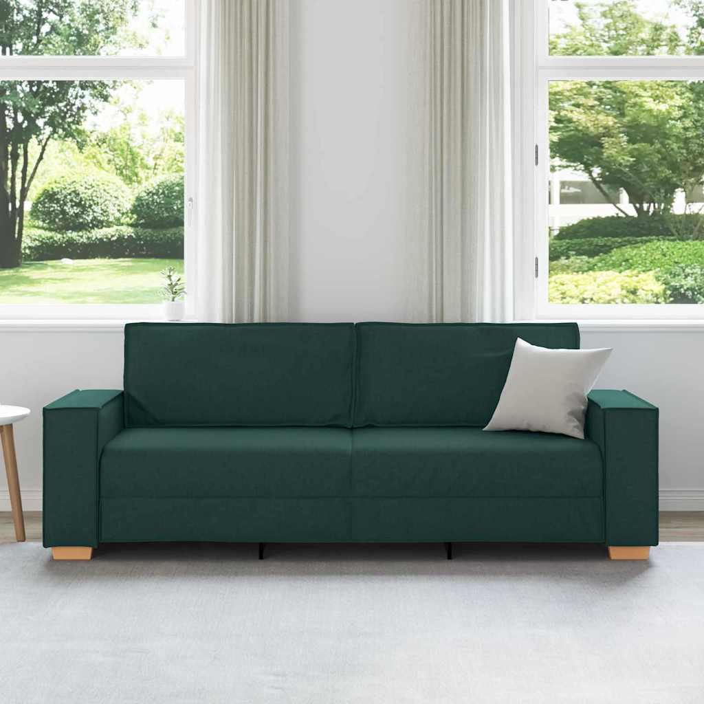 3-Sitzer Sofa mit Kissen Dunkelgrün 220 x 78 x 84 cm Stoff