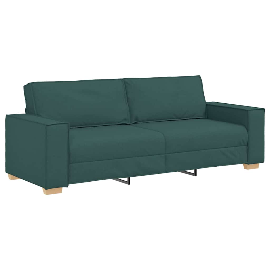 3-Sitzer Sofa mit Kissen Dunkelgrün 220 x 78 x 84 cm Stoff