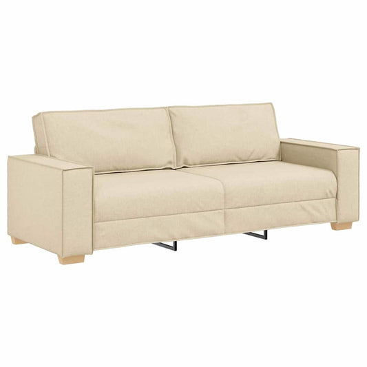 3-Sitzer Sofa mit Kissen Creme 220 x 78 x 84 cm Stoff