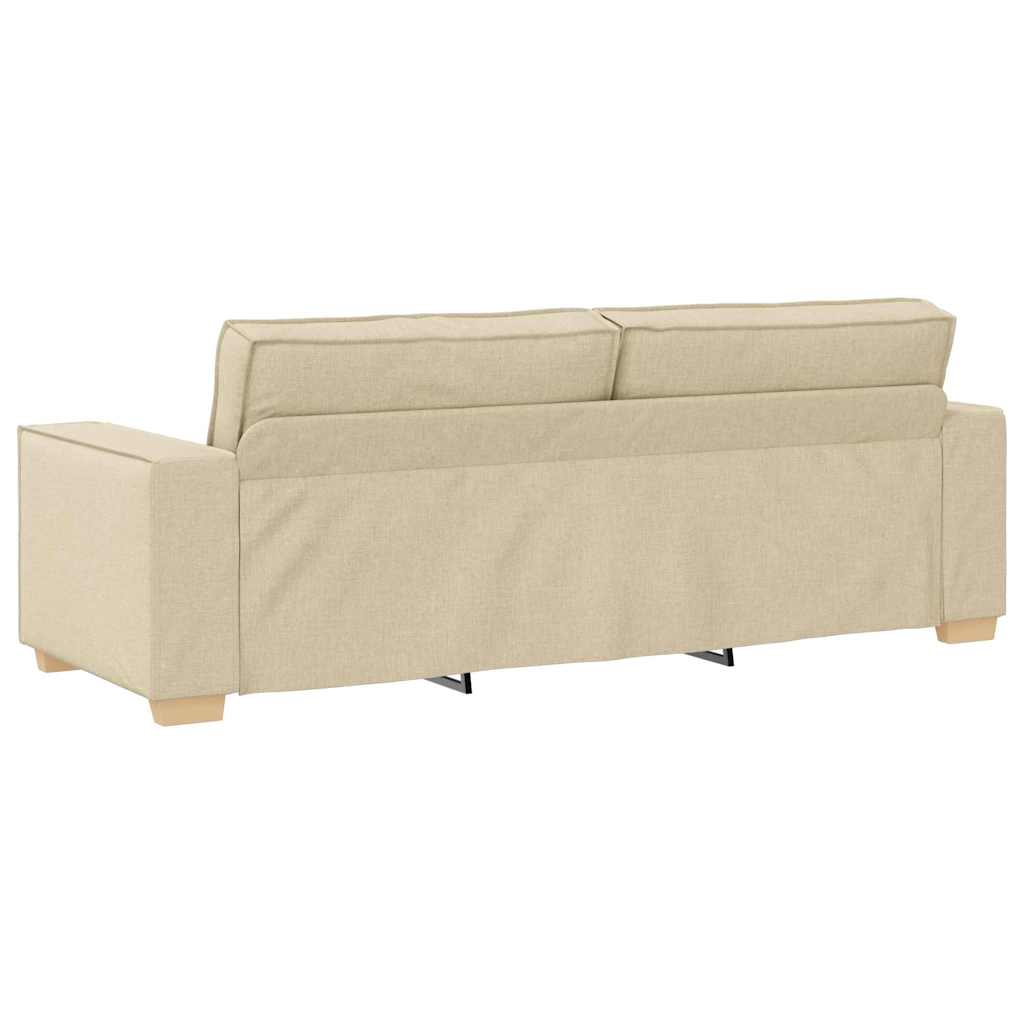 3-Sitzer Sofa mit Kissen Creme 220 x 78 x 84 cm Stoff