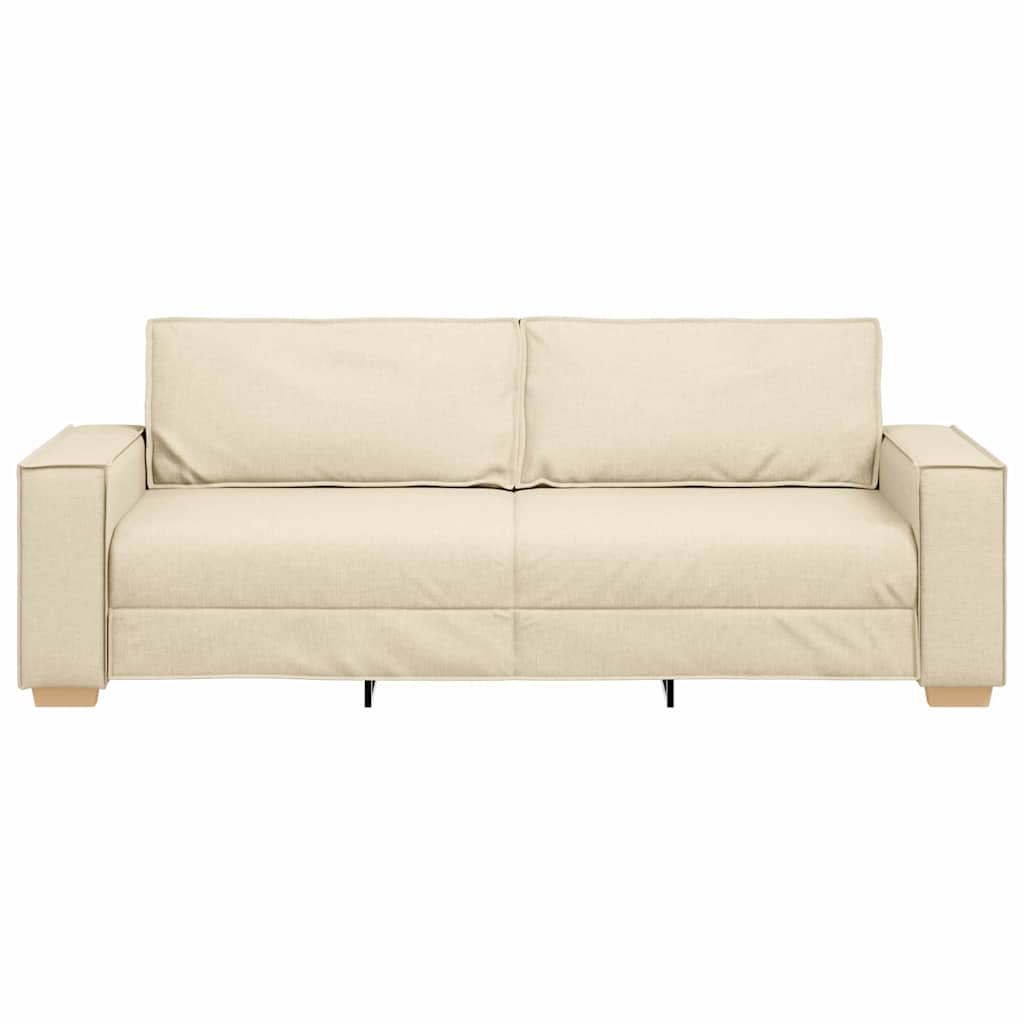 3-Sitzer Sofa mit Kissen Creme 220 x 78 x 84 cm Stoff