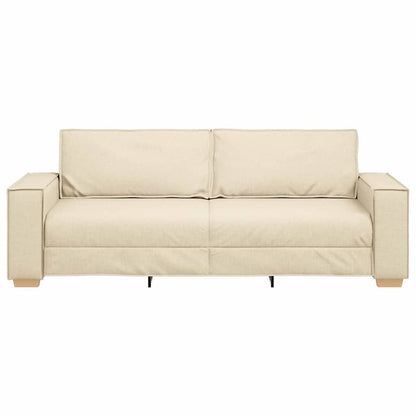3-Sitzer Sofa mit Kissen Creme 220 x 78 x 84 cm Stoff