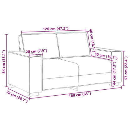 2-Sitzer-Sofa Hellgrau 120 cm Samt