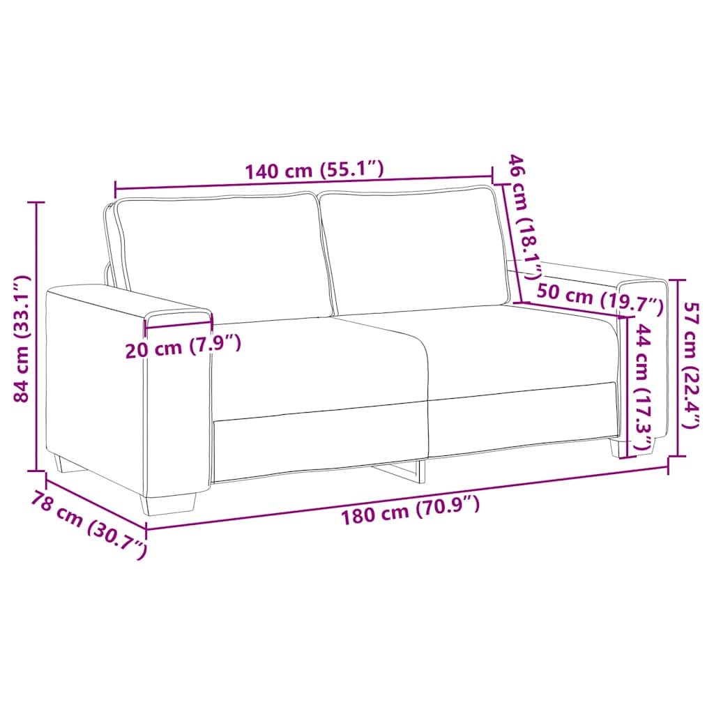 2-Sitzer-Sofa Rosa 140 cm Samt