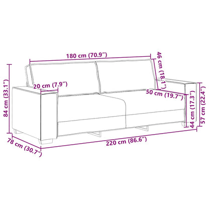3-Sitzer-Sofa Schwarz 180 cm Samt