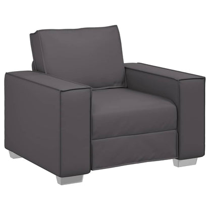 Sofa Sessel 59 cm mit Kissen Grau Kunstleder