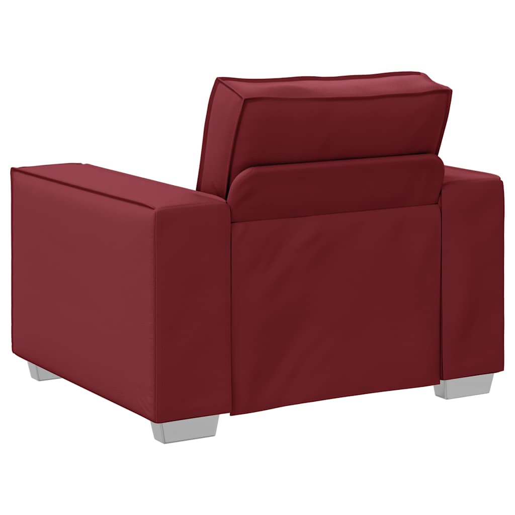 Sofa Sessel 59 cm mit Kissen Weinrot Kunstleder